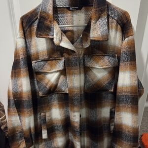 Plaid Bomber Jacket - Brown and Black